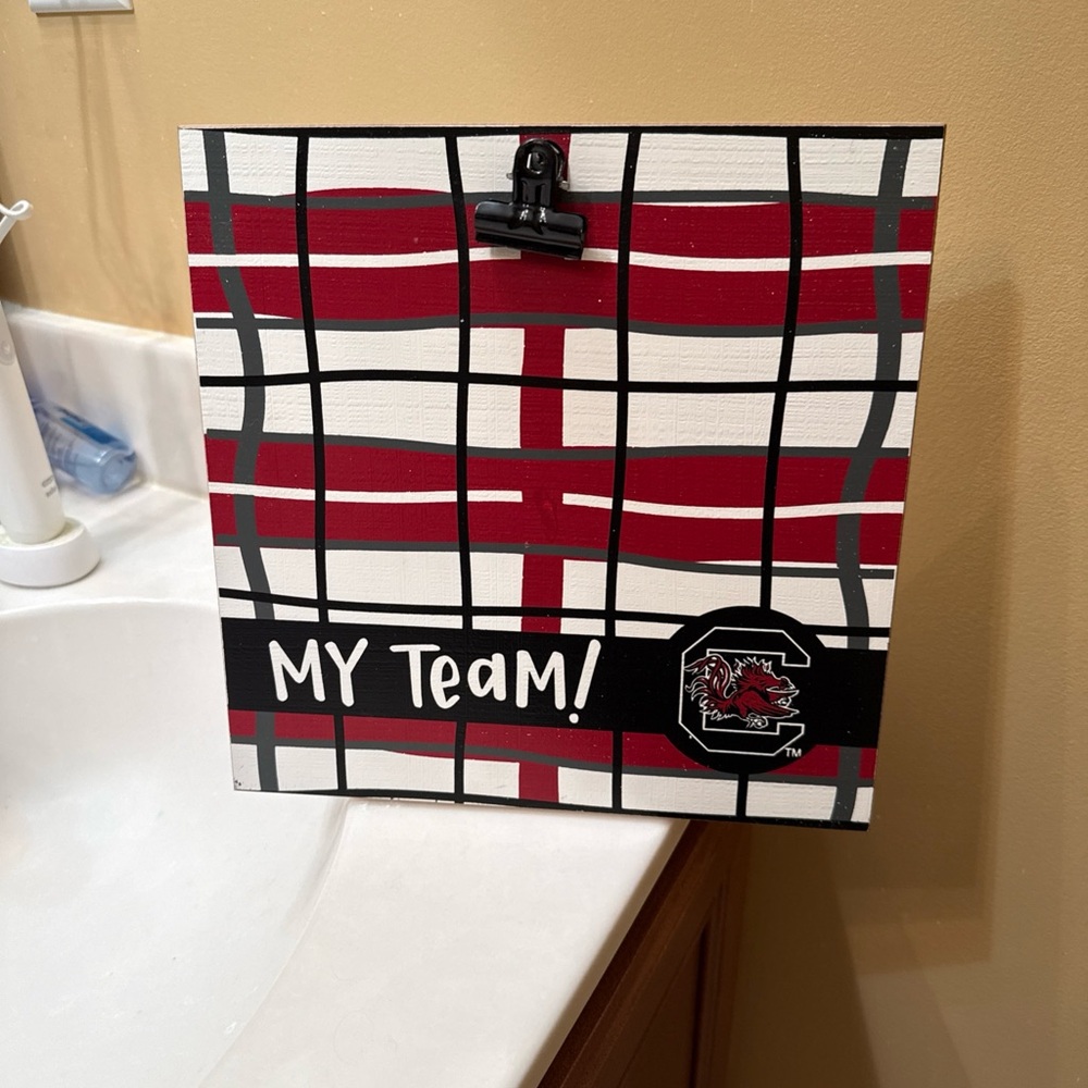 Plaid Picture Frame with Clip -USC Gamecocks